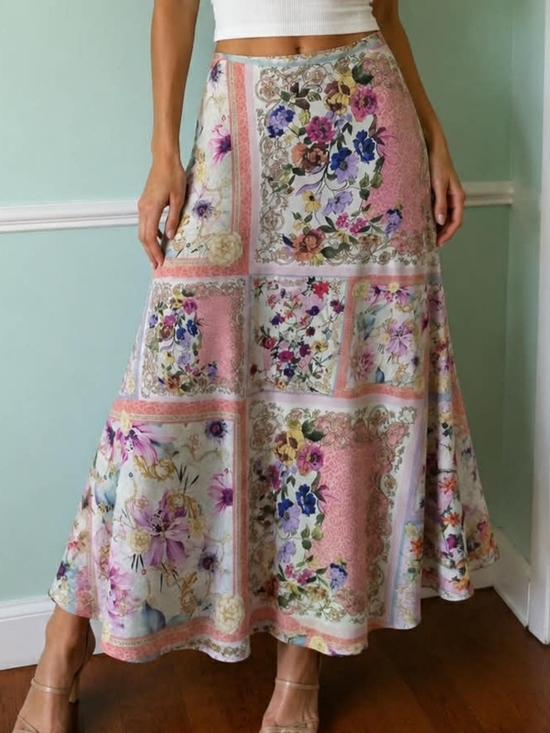 Guess Dresses & Skirts - NEW Guess Patchwork Floral Maxi Skirt in Pink and White SX